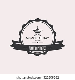 Isolated label with text for memorial day