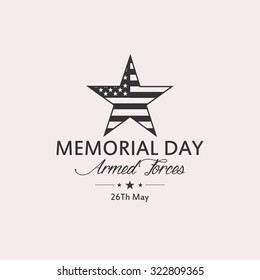 Isolated label with text for memorial day