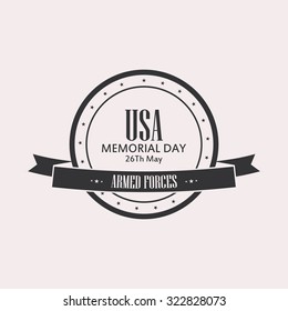 Isolated label with text for memorial day