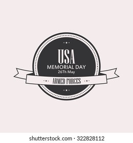 Isolated label with text for memorial day