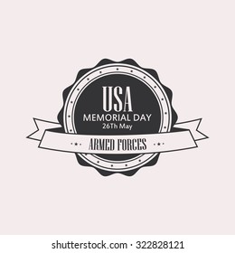Isolated label with text for memorial day