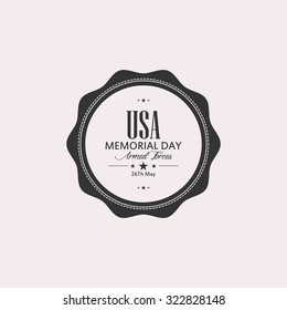 Isolated label with text for memorial day