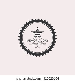 Isolated label with text for memorial day