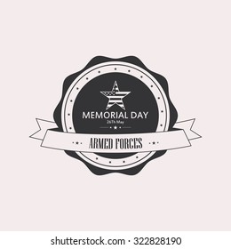 Isolated label with text for memorial day