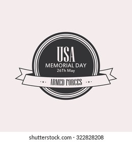 Isolated label with text for memorial day