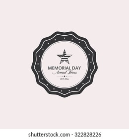 Isolated label with text for memorial day