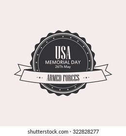 Isolated label with text for memorial day