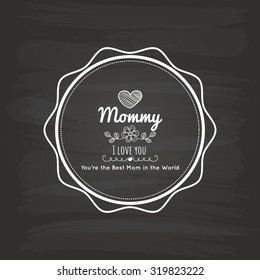 Isolated label with text on a black background for mother's day