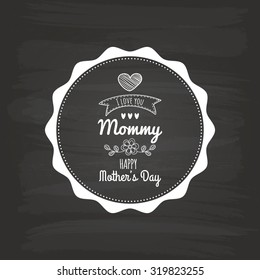 Isolated label with text on a black background for mother's day