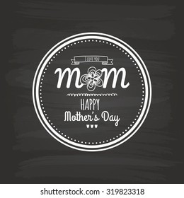 Isolated label with text on a black background for mother's day