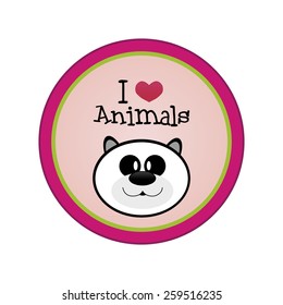 an isolated label with text and a pretty animal