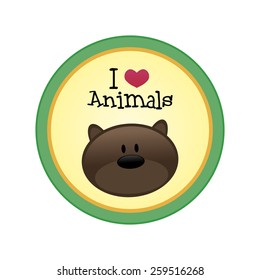 an isolated label with text and a pretty animal