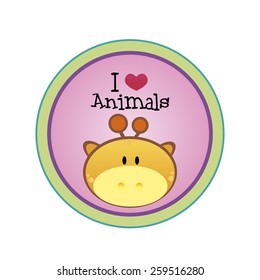 an isolated label with text and a pretty animal