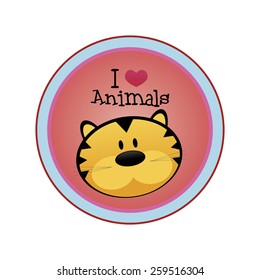 an isolated label with text and a pretty animal