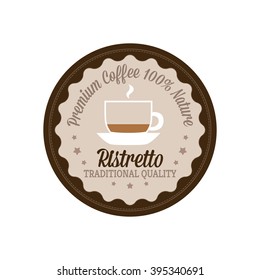 Isolated label with text and a ristretto icon on a white background