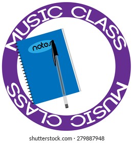 Isolated label with text and school supplies. Vector illustration