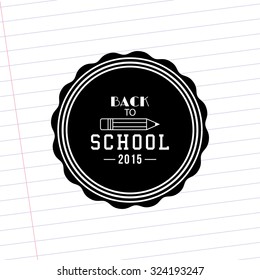 Isolated label with text and school supplies