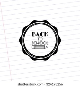 Isolated label with text and school supplies