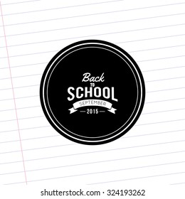 Isolated label with text and school supplies