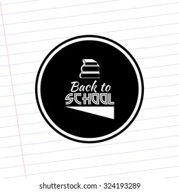 Isolated label with text and school supplies