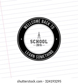 Isolated label with text and school supplies