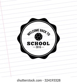 Isolated label with text and school supplies