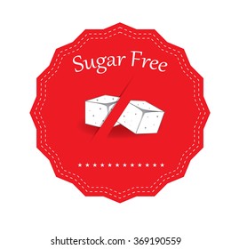 Isolated label with text for sugar free products on a white background