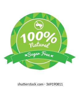 Isolated label with text for sugar free products on a white background