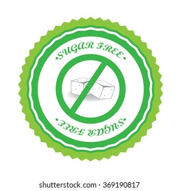 Isolated label with text for sugar free products on a white background