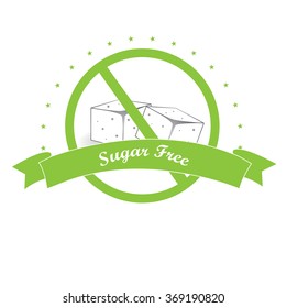 Isolated label with text for sugar free products on a white background
