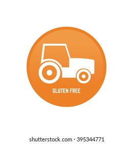 Isolated label with text and a tractor silhouette for gluten free products