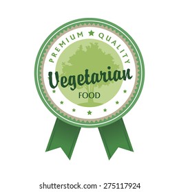 Isolated label with text for vegetarian food. Vector illustration