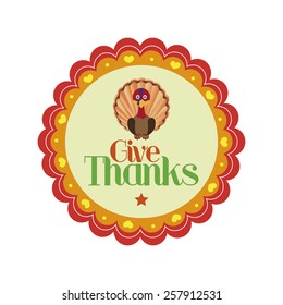 an isolated label with a turkey for thanksgiving day