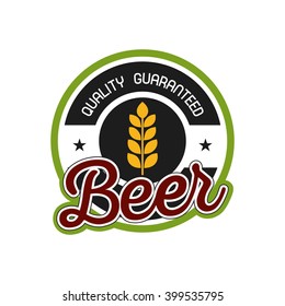 Isolated label with a wheat icon and text on a white background