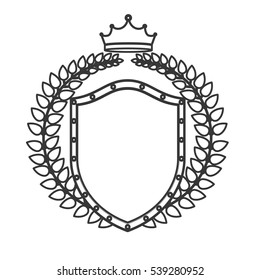 Isolated label with wreath and crown design