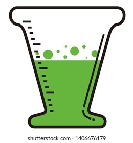 Isolated laboratory flask with a green liquid - Vector