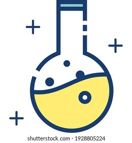 Línea aislada de frascos de laboratorio e icono de estilo relleno, ilustración vectorial para diseño gráfico
