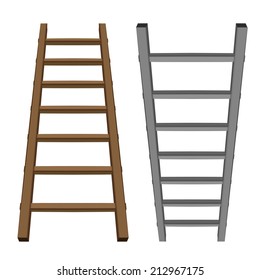 isolated ladder object tool wooden and metallic one vector illustration