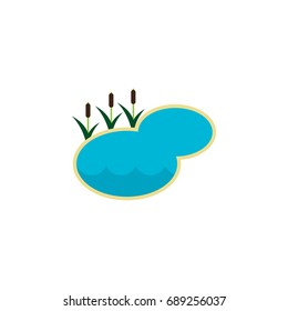 Isolated Lake Flat Icon. Pond Vector Element Can Be Used For Lagoon, Lake, Pond Design Concept.