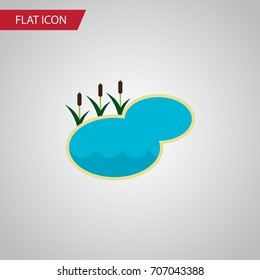 Isolated Lake Flat Icon. Pond Vector Element Can Be Used For Lagoon, Lake, Pond Design Concept.