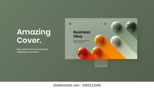 Isolated landing page design vector concept. Clean computer display mockup web banner illustration.