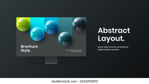 Isolated landing page design vector layout. Vivid computer monitor mockup site template.