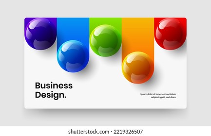 Isolated landing page vector design layout. Colorful 3D spheres website screen illustration.