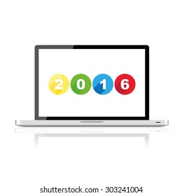 Isolated laptop with 2016 theme, illustration