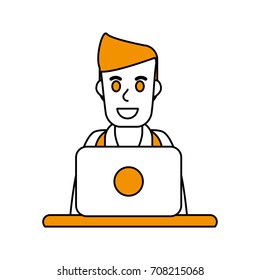 Isolated laptop and boy design