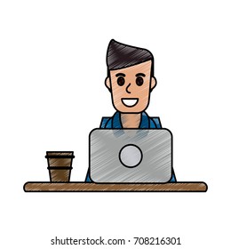 Isolated laptop and boy design