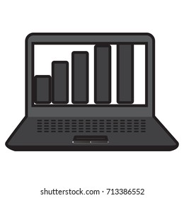 Isolated laptop with a business graph, Vector illustration