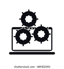 Isolated laptop with gears design