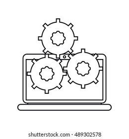 Isolated laptop with gears design