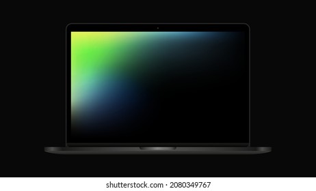 Isolated Laptop Mockup with Green Gradient Screen. Vector illustration